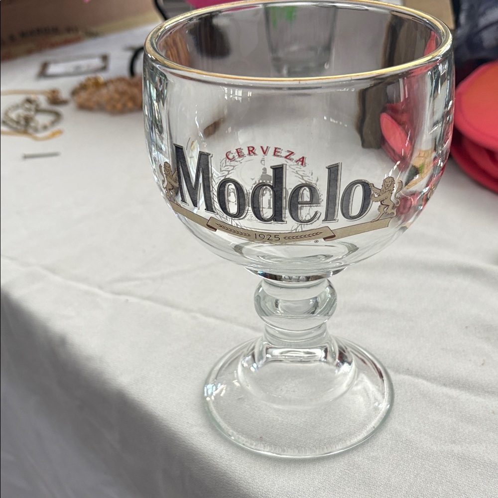 ModelCo Glass Goblet with Gold Rim